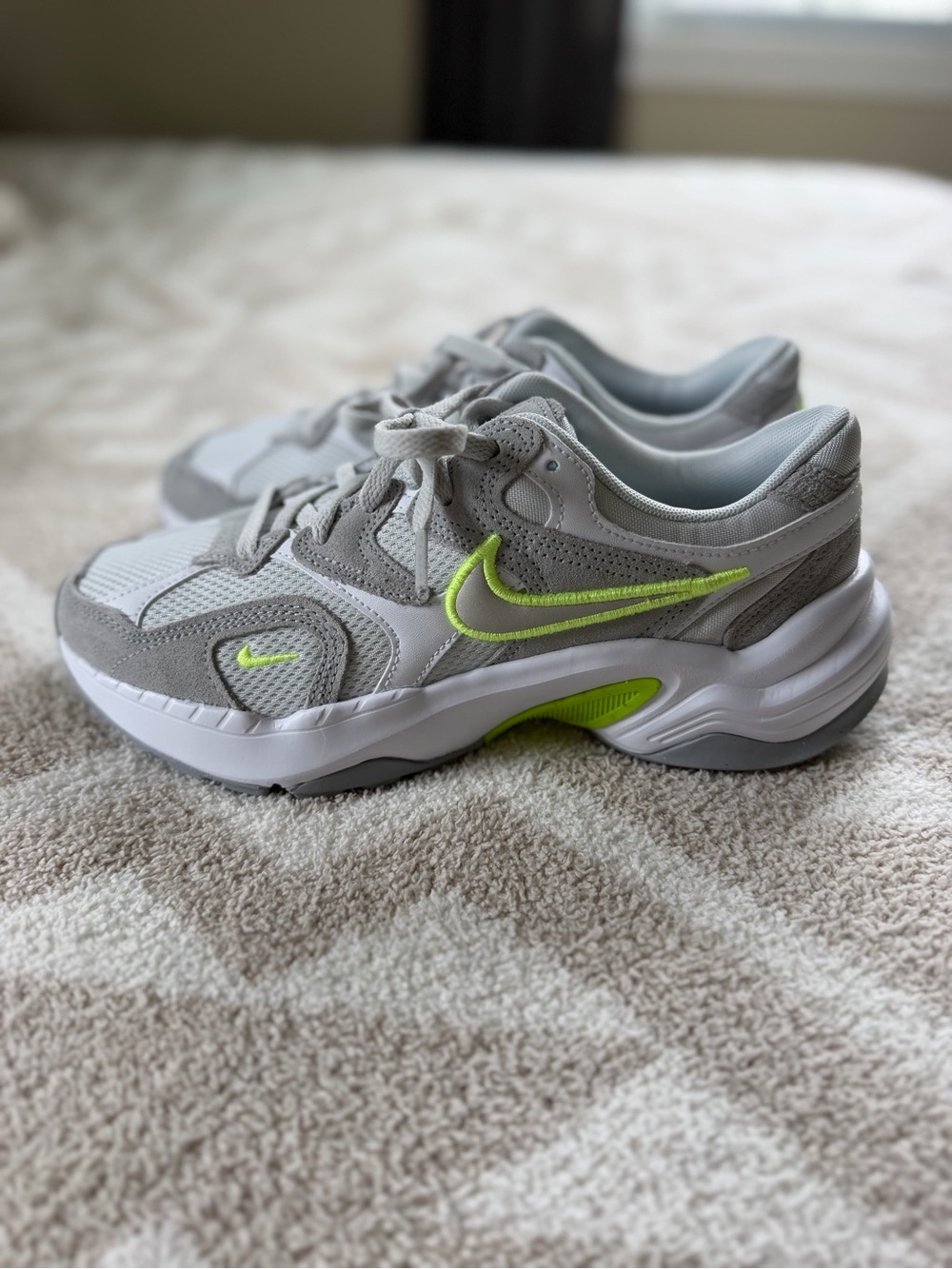 Nike Gray and Neon Green Women's Athletic Sneakers